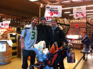 Our first outing as a whole family...the Ballard Market. Noah was our checker!