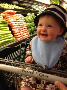 Your first time in the market shopping cart. 